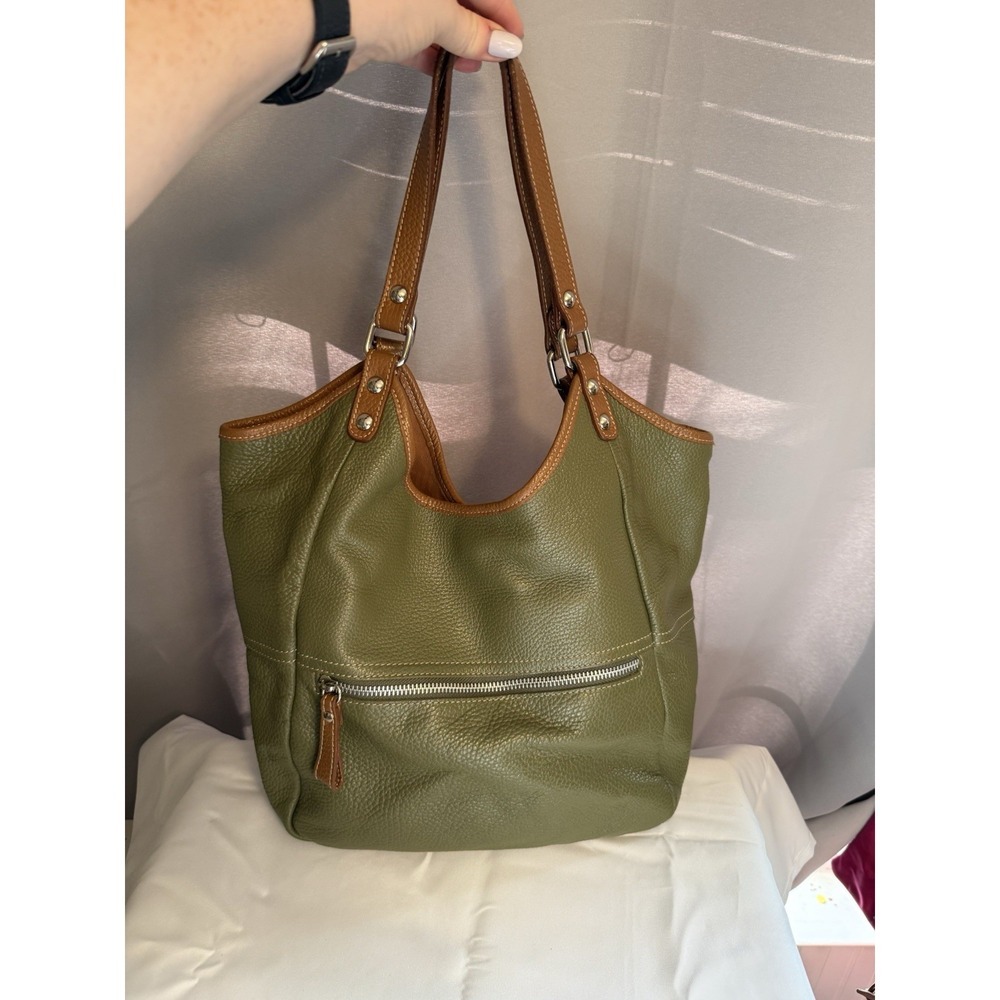 Sundance Soft Pebbled Italian Leather Shoulder Bag Handbag Purse Green EUC - Picture 2 of 12